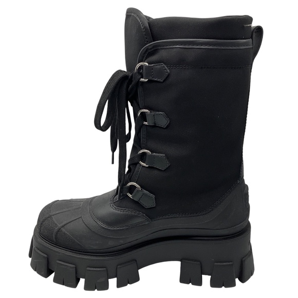 PRADA BLACK LACE UP COMBAT BOOTS - Picture 3 of 8